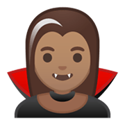 🧛🏽‍♀️ Emoji weiblicher Vampir: mittlere Hautfarbe Google Android 10.0 March 2020 Feature Drop.