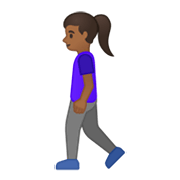 🚶🏾‍♀️ Emoji Mujer Caminando: Tono De Piel Oscuro Medio en Google Android 10.0 March 2020 Feature Drop.