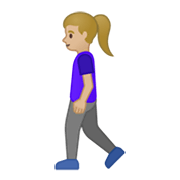 🚶🏼‍♀️ Emoji Mujer Caminando: Tono De Piel Claro Medio en Google Android 10.0 March 2020 Feature Drop.