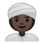 👳🏿‍♀️ Emoji Mujer Con Turbante: Tono De Piel Oscuro en Google Android 10.0 March 2020 Feature Drop.