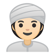 👳🏻‍♀️ Emoji Mulher Com Turbante: Pele Clara na Google Android 10.0 March 2020 Feature Drop.