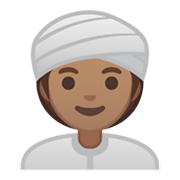 👳🏽‍♀️ Emoji Mulher Com Turbante: Pele Morena na Google Android 10.0 March 2020 Feature Drop.