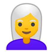 Émoji 👩‍🦳 Femme : Cheveux Blancs sur Google Android 10.0 March 2020 Feature Drop.