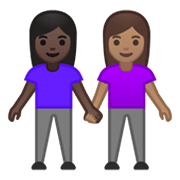 Émoji 👩🏿‍🤝‍👩🏽 Deux Femmes Se Tenant La Main : Peau Foncée Et Peau Légèrement Mate sur Google Android 10.0 March 2020 Feature Drop.