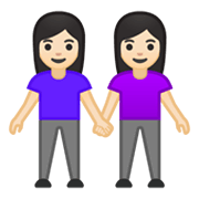 👭🏻 Emoji händchenhaltende Frauen: helle Hautfarbe Google Android 10.0 March 2020 Feature Drop.