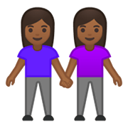 👭🏾 Emoji händchenhaltende Frauen: mitteldunkle Hautfarbe Google Android 10.0 March 2020 Feature Drop.