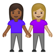 👩🏾‍🤝‍👩🏼 Emoji Duas Mulheres De Mãos Dadas: Pele Morena Escura E Pele Morena Clara na Google Android 10.0 March 2020 Feature Drop.