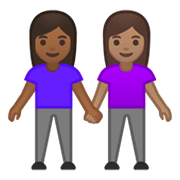 👩🏾‍🤝‍👩🏽 Emoji Duas Mulheres De Mãos Dadas: Pele Morena Escura E Pele Morena na Google Android 10.0 March 2020 Feature Drop.