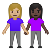 Émoji 👩🏼‍🤝‍👩🏿 Deux Femmes Se Tenant La Main : Peau Moyennement Claire Et Peau Foncée sur Google Android 10.0 March 2020 Feature Drop.