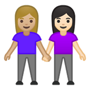 👩🏼‍🤝‍👩🏻 Emoji händchenhaltende Frauen: mittelhelle Hautfarbe, helle Hautfarbe Google Android 10.0 March 2020 Feature Drop.