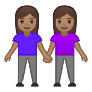 Emoji 👭🏽 Due Donne Che Si Tengono Per Mano: Carnagione Olivastra su Google Android 10.0 March 2020 Feature Drop.