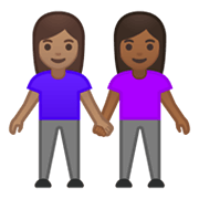 👩🏽‍🤝‍👩🏾 Emoji Mujeres De La Mano: Tono De Piel Medio, Tono De Piel Oscuro Medio en Google Android 10.0 March 2020 Feature Drop.