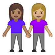 👩🏽‍🤝‍👩🏼 Emoji Duas Mulheres De Mãos Dadas: Pele Morena E Pele Morena Clara na Google Android 10.0 March 2020 Feature Drop.
