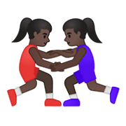🤼🏿‍♀️ Emoji Mujeres Luchando, Tono De Piel Oscuro en Google Android 10.0 March 2020 Feature Drop.