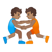 🤼🏽 Emoji Ringer, mittlere Hautfarbe Google Android 10.0 March 2020 Feature Drop.