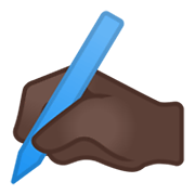 ✍🏿 Emoji Mano Escribiendo: Tono De Piel Oscuro en Google Android 10.0 March 2020 Feature Drop.