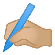 ✍🏼 Emoji Mano Escribiendo: Tono De Piel Claro Medio en Google Android 10.0 March 2020 Feature Drop.