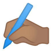✍🏽 Emoji Escrevendo à Mão: Pele Morena na Google Android 10.0 March 2020 Feature Drop.