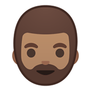 Emoji 🧔🏽 Uomo Con La Barba: Carnagione Olivastra su Google Android 10.0.