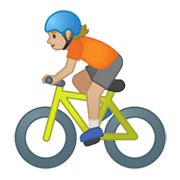 Émoji 🚴🏼 Cycliste : Peau Moyennement Claire sur Google Android 10.0.