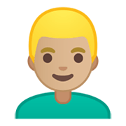 Emoji 👱🏼‍♂️ Uomo Biondo: Carnagione Abbastanza Chiara su Google Android 10.0.