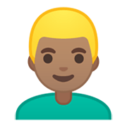 👱🏽‍♂️ Emoji Homem: Pele Morena E Cabelo Loiro na Google Android 10.0.