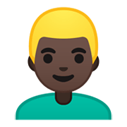 👱🏿‍♂️ Emoji Mann: dunkle Hautfarbe, blond Google Android 10.0.