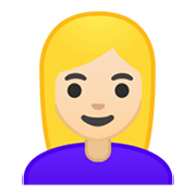 👱🏻‍♀️ Emoji Frau: helle Hautfarbe, blond Google Android 10.0.