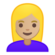 👱🏼‍♀️ Emoji Frau: mittelhelle Hautfarbe, blond Google Android 10.0.
