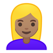 Emoji 👱🏽‍♀️ Donna Bionda: Carnagione Olivastra su Google Android 10.0.