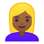 👱🏾‍♀️ Emoji Mujer Rubia: Tono De Piel Oscuro Medio en Google Android 10.0.