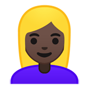Émoji 👱🏿‍♀️ Femme Blonde : Peau Foncée sur Google Android 10.0.