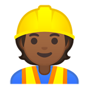 👷🏾 Emoji Bauarbeiter(in): mitteldunkle Hautfarbe Google Android 10.0.