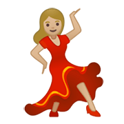 💃🏼 Emoji Mulher Dançando: Pele Morena Clara na Google Android 10.0.