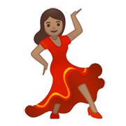 Émoji 💃🏽 Danseuse : Peau Légèrement Mate sur Google Android 10.0.