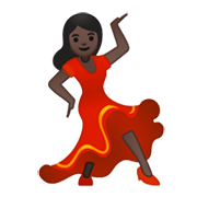 💃🏿 Emoji tanzende Frau: dunkle Hautfarbe Google Android 10.0.