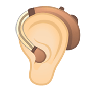 🦻🏻 Emoji Ohr mit Hörhilfe: helle Hautfarbe Google Android 10.0.