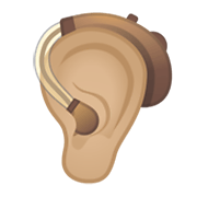 🦻🏼 Emoji Ohr mit Hörhilfe: mittelhelle Hautfarbe Google Android 10.0.