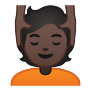💆🏿 Emoji Person, die eine Kopfmassage bekommt: dunkle Hautfarbe Google Android 10.0.