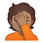 🤦🏽 Emoji sich an den Kopf fassende Person: mittlere Hautfarbe Google Android 10.0.