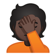 Emoji 🤦🏿 Persona Esasperata: Carnagione Scura su Google Android 10.0.