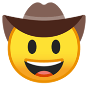Emoji 🤠 Faccina Con Cappello Da Cowboy su Google Android 10.0.