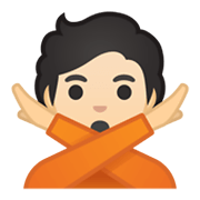 🙅🏻 Emoji Persona Haciendo El Gesto De «no»: Tono De Piel Claro en Google Android 10.0.
