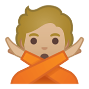 Emoji 🙅🏼 Persona Che Fa Segno Di No: Carnagione Abbastanza Chiara su Google Android 10.0.
