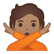 🙅🏽 Emoji Person mit überkreuzten Armen: mittlere Hautfarbe Google Android 10.0.