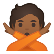 🙅🏾 Emoji Pessoa Fazendo Gesto De «não»: Pele Morena Escura na Google Android 10.0.
