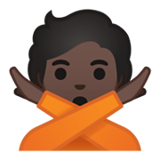 🙅🏿 Emoji Pessoa Fazendo Gesto De «não»: Pele Escura na Google Android 10.0.