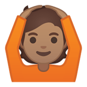 🙆🏽 Emoji Person mit Händen auf dem Kopf: mittlere Hautfarbe Google Android 10.0.