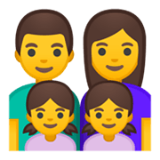 👨‍👩‍👧‍👧 Emoji Familia: Hombre, Mujer, Niña, Niña en Google Android 10.0.