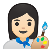 Émoji 👩🏻‍🎨 Artiste Femme : Peau Claire sur Google Android 10.0.
